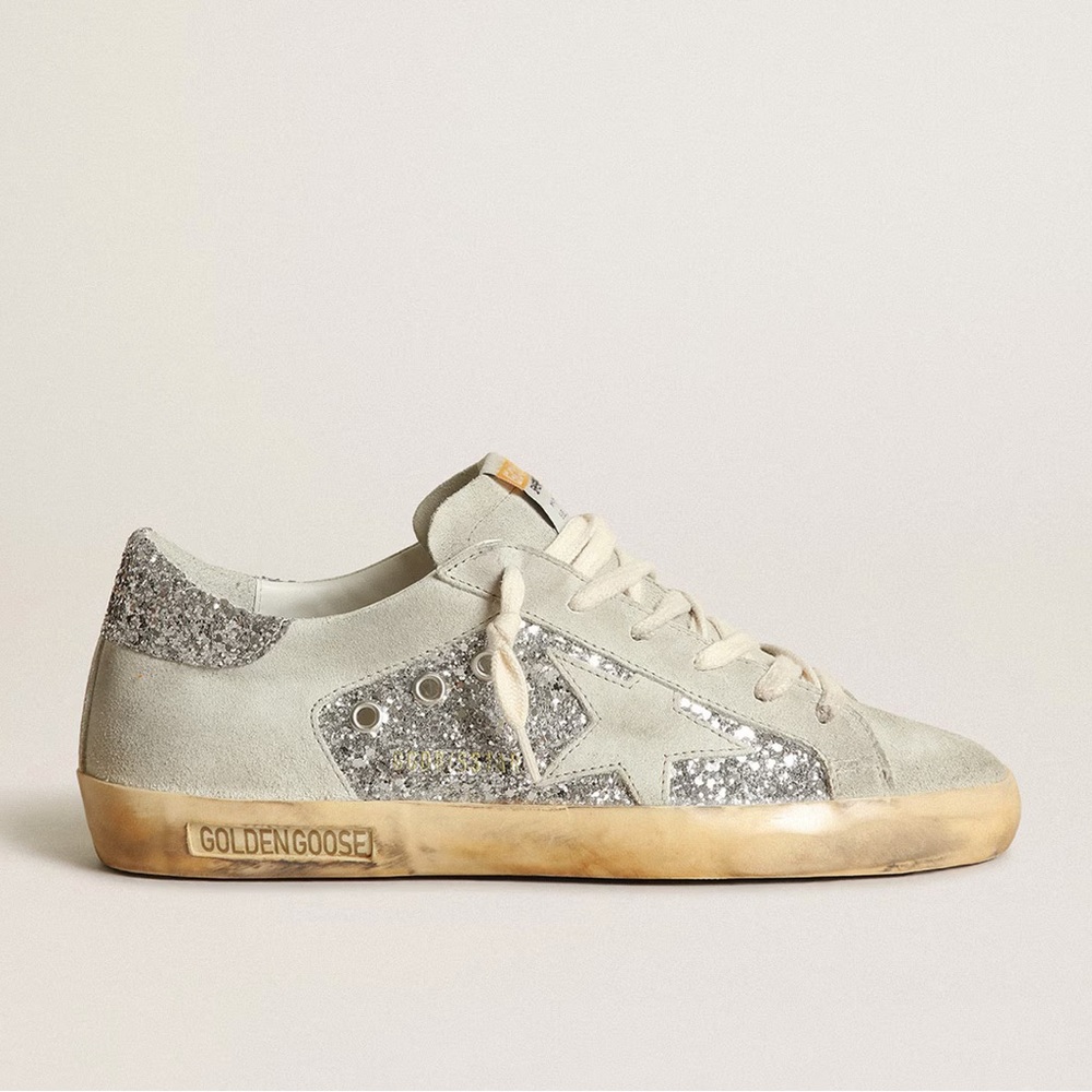 Golden Goose Women's Super-Star in silver glitter